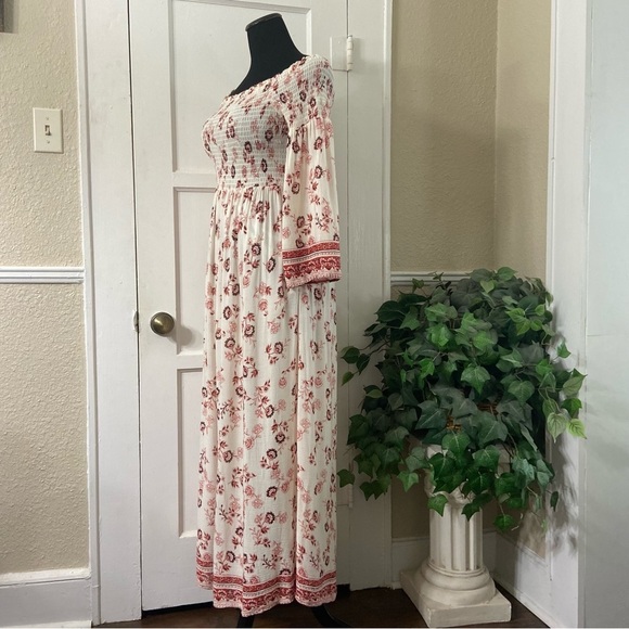 Altar’d State Floral Smocked Maxi Bell Sleeves Dress - Picture 3 of 16